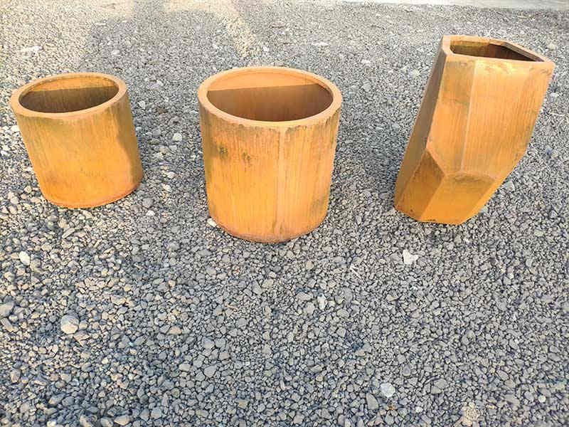 Decorative corten steel planter with House Number